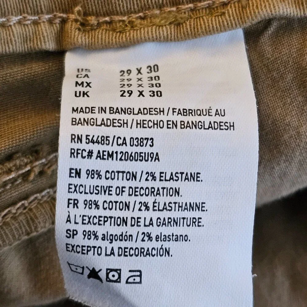 American Eagle Chino Pants Mens Tag 29x30 Act 30x28 Skinny Extreme Flex Denim - Picture 6 of 13